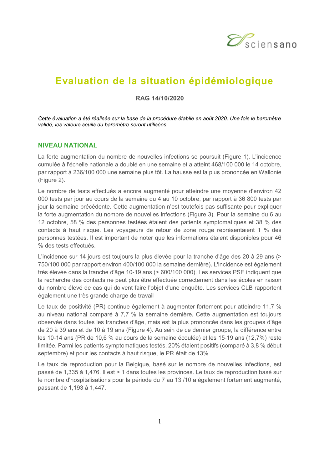 Evaluation De La Situation Épidémiologique