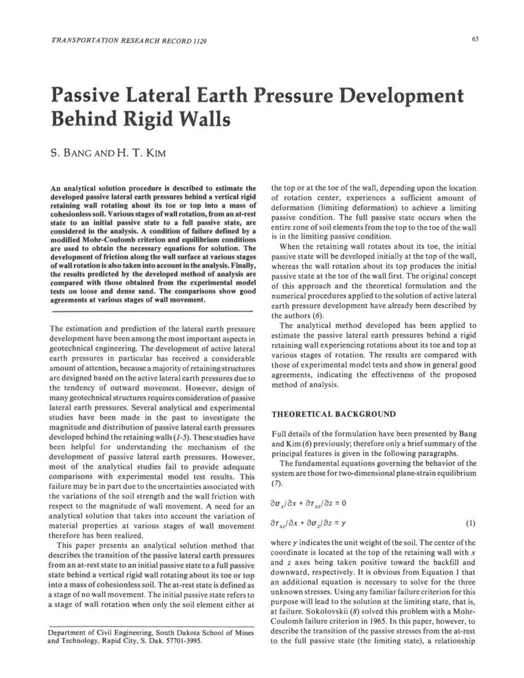 Passive Lateral Earth Pressure Development Behind Rigid Walls