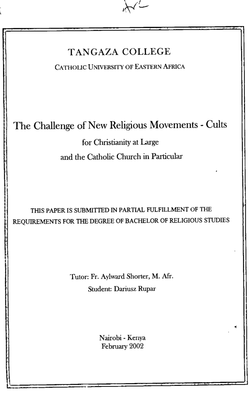 THE CHALLENGE of NEW RELIGIOUS MOVEMENTS CULTS.Pdf