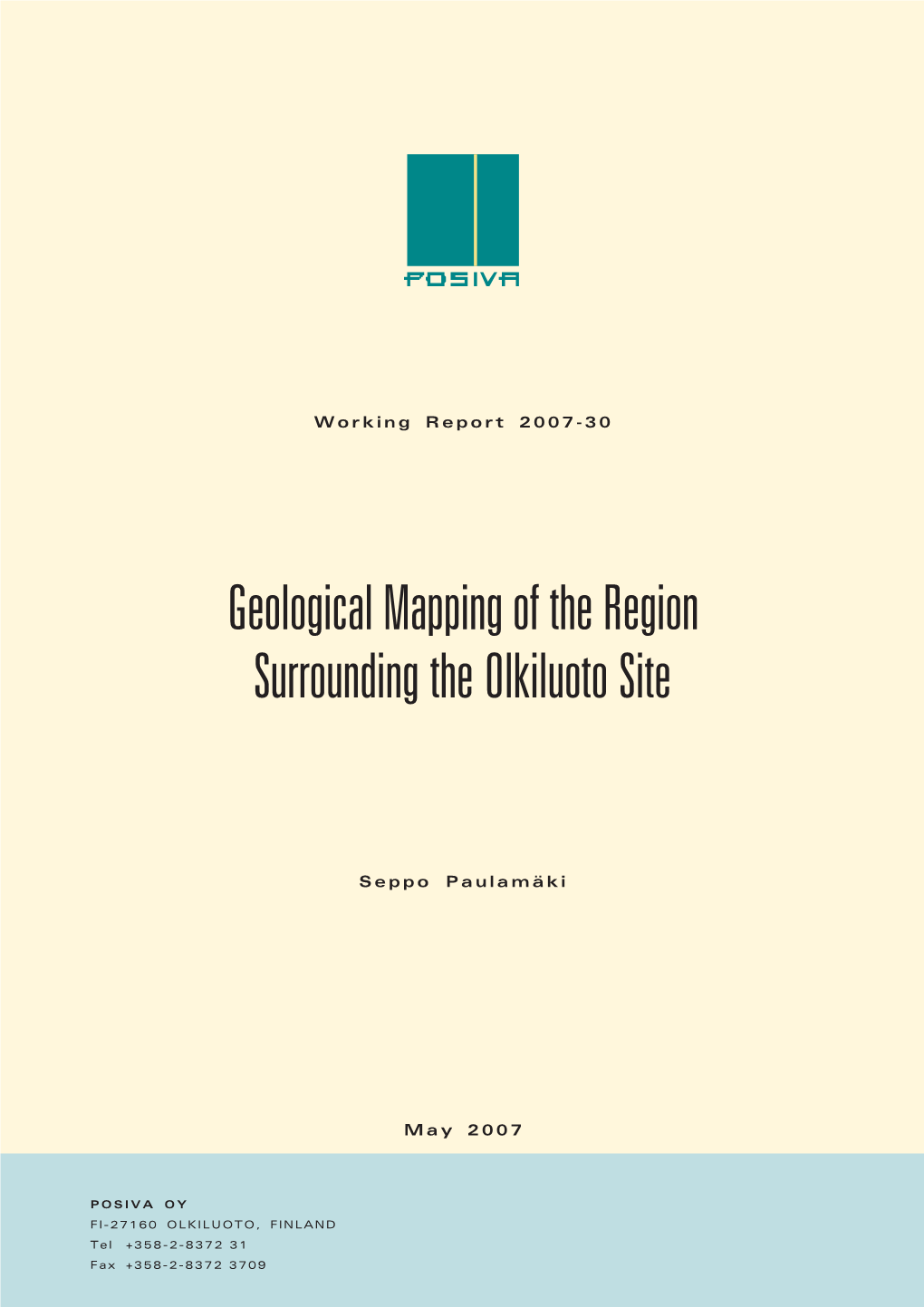 Geological Mapping of the Region Surrounding the Olkiluoto Site