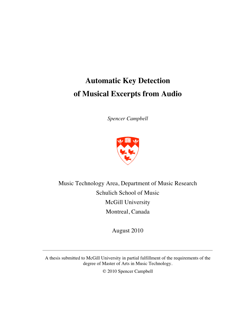 Automatic Key Detection of Musical Excerpts from Audio