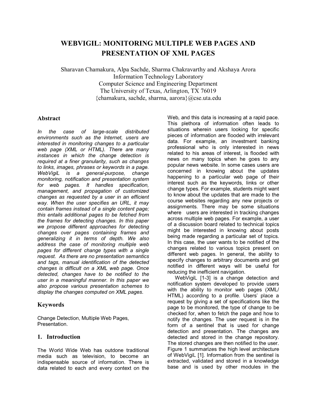 Monitoring Multiple Web Pages and Presentation of Xml Pages