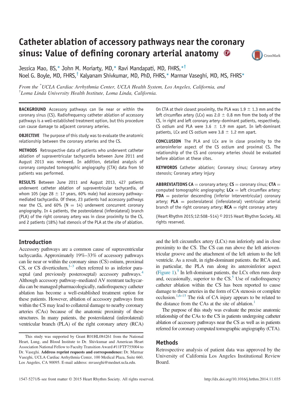 Catheter Ablation of Accessory Pathways Near the Coronary Sinus: Value of Deﬁning Coronary Arterial Anatomy