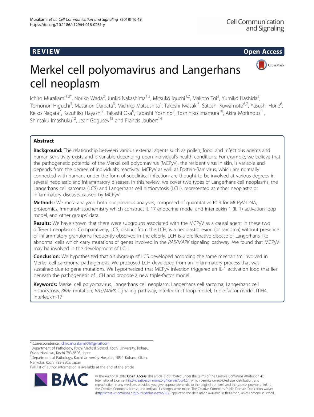Merkel Cell Polyomavirus and Langerhans Cell Neoplasm