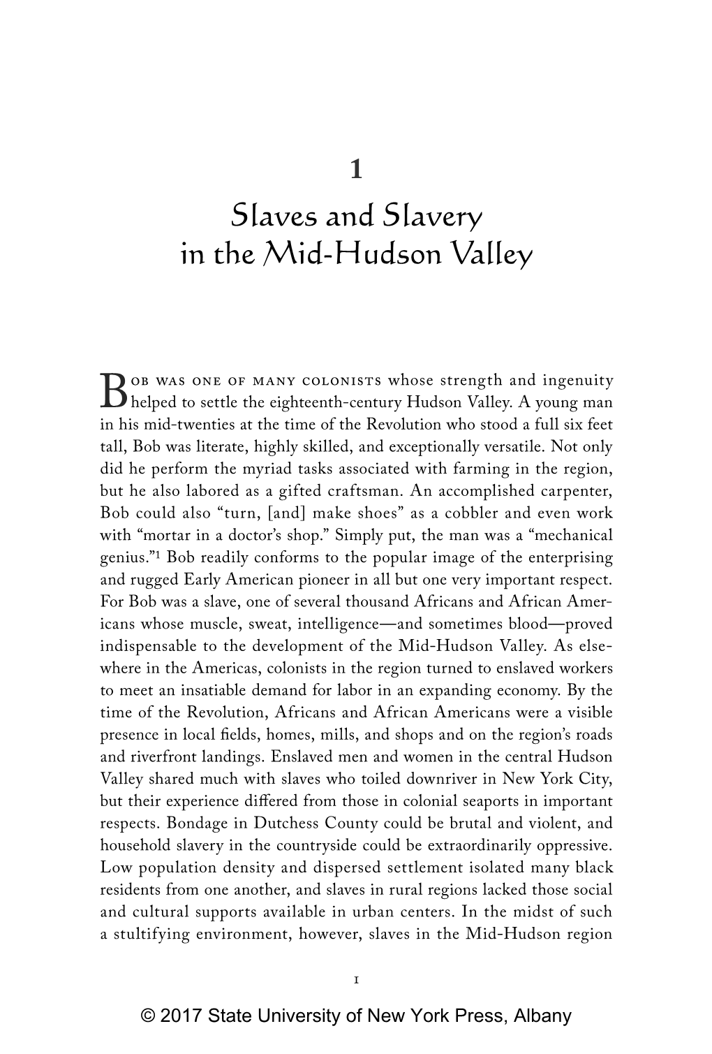 Slaves and Slavery in the Mid-Hudson Valley