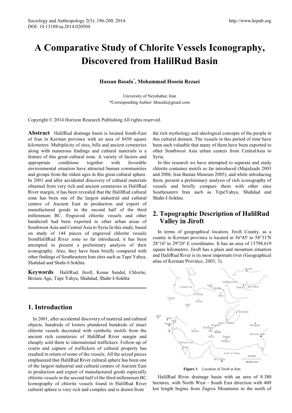 A Comparative Study of Chlorite Vessels Iconography, Discovered from Halilrud Basin