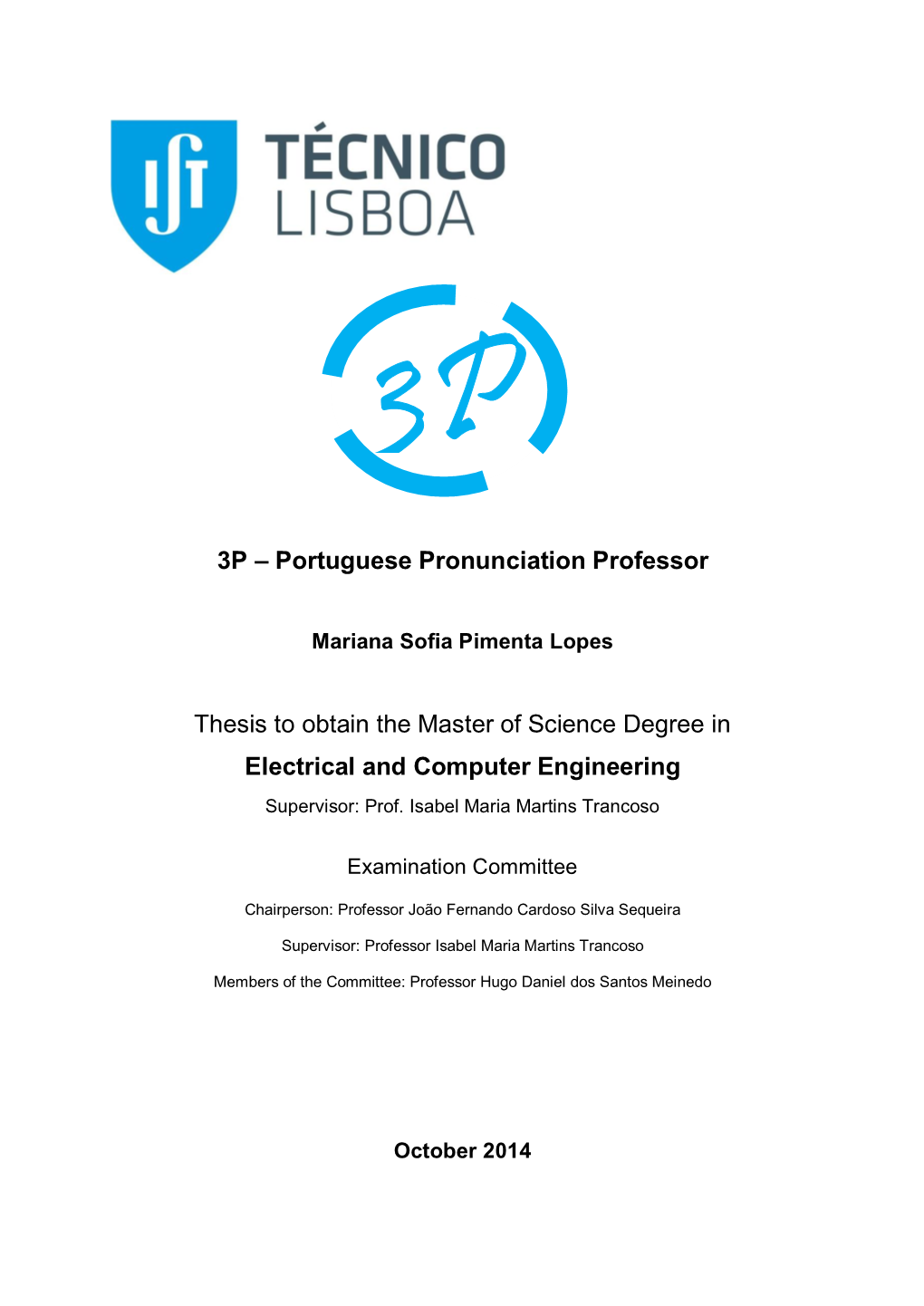 Portuguese Pronunciation Professor Thesis to Obtain the Master Of