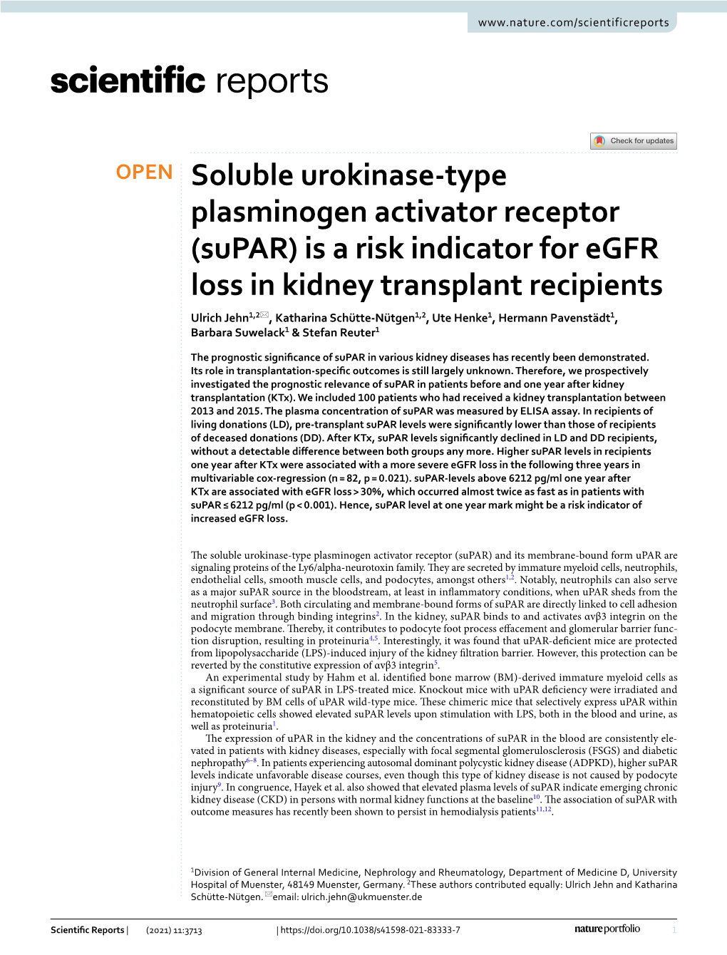 Soluble Urokinase-Type Plasminogen Activator Receptor (Supar) and Its Membrane-Bound Form Upar Are Signaling Proteins of the Ly6/Alpha-Neurotoxin Family