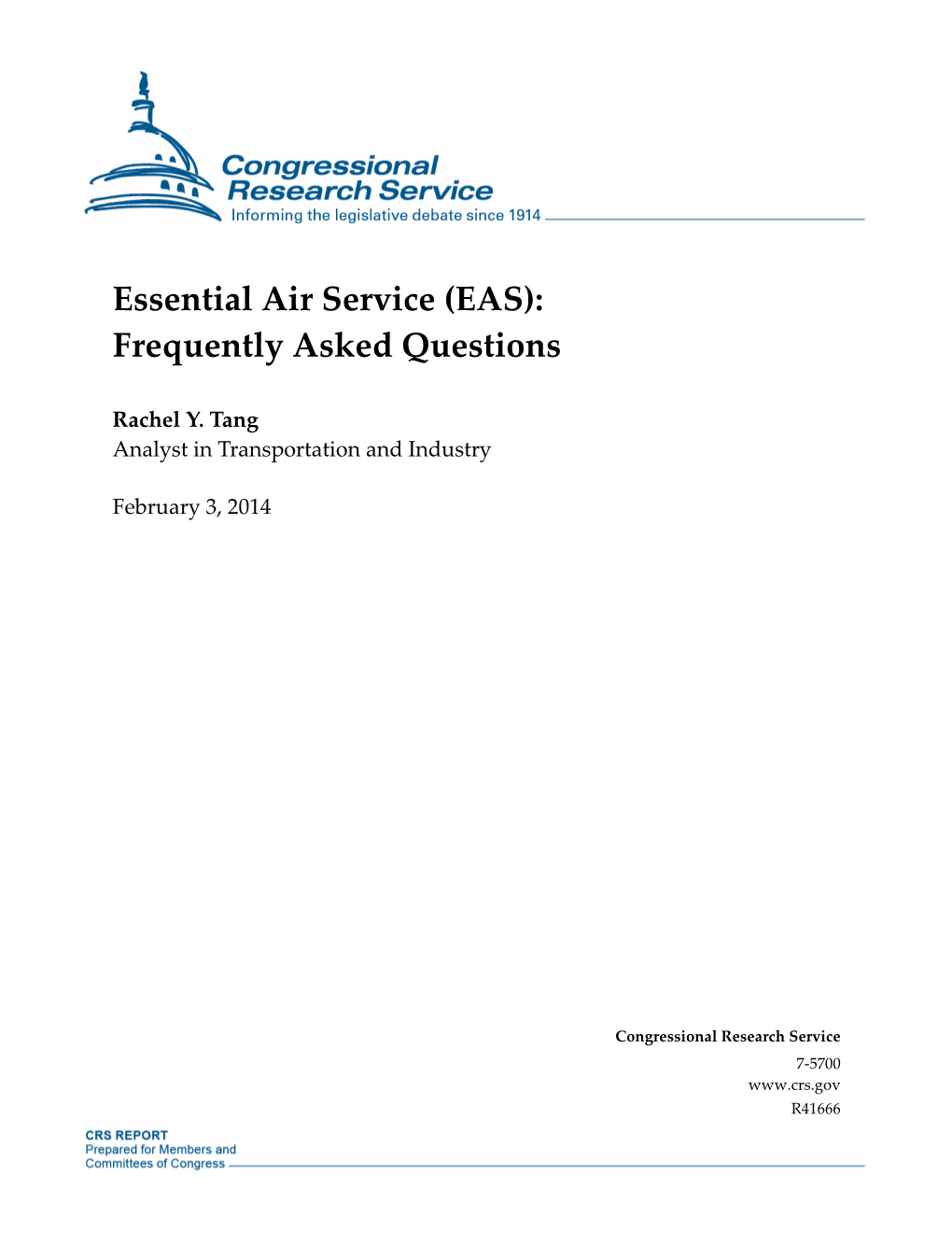 Essential Air Service (EAS): Frequently Asked Questions