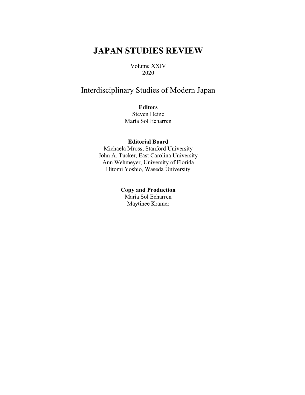 Japan Studies Review