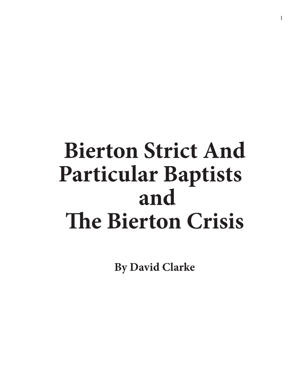 Bierton Strict and Particular Baptists and the Bierton Crisis