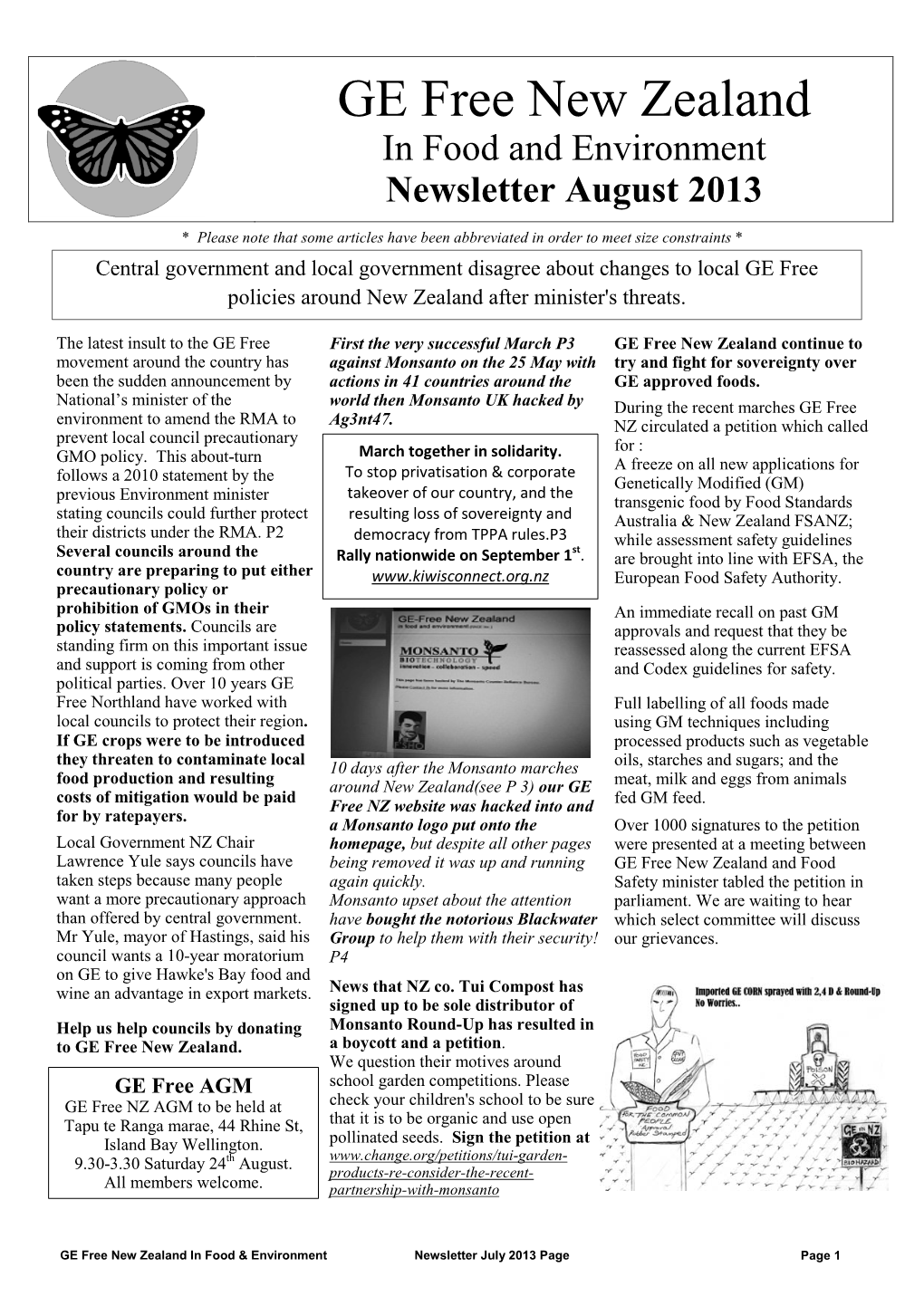 August 2013 Newsletter