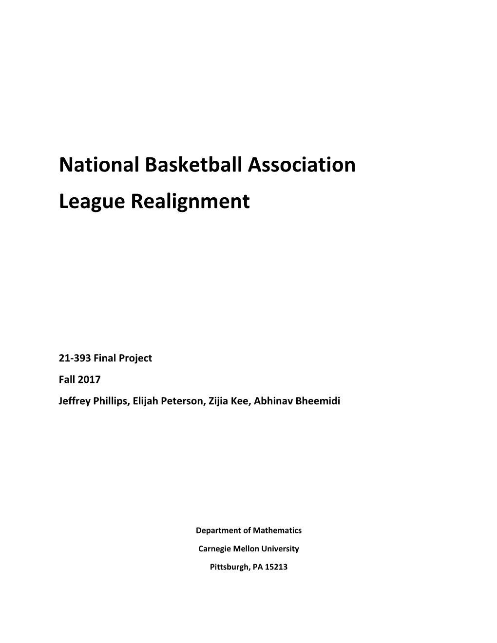 National Basketball Association League Realignment