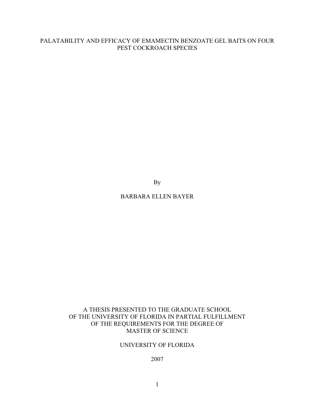 Palatability and Efficacy of Emamectin Benzoate Gel Baits on Four Pest Cockroach Species