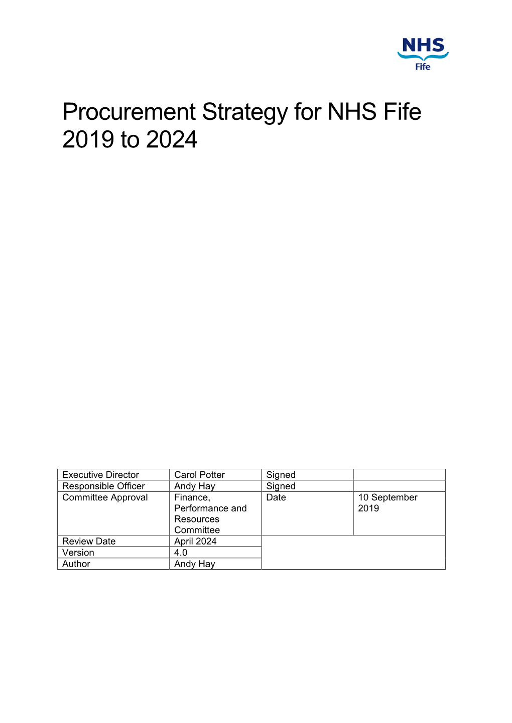 Procurement Strategy for NHS Fife 2019 to 2024