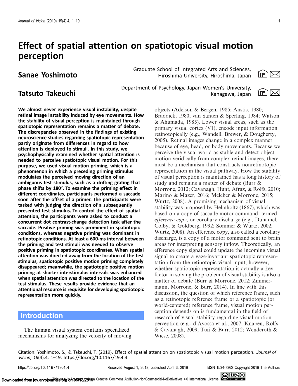 Effect of Spatial Attention on Spatiotopic Visual Motion Perception