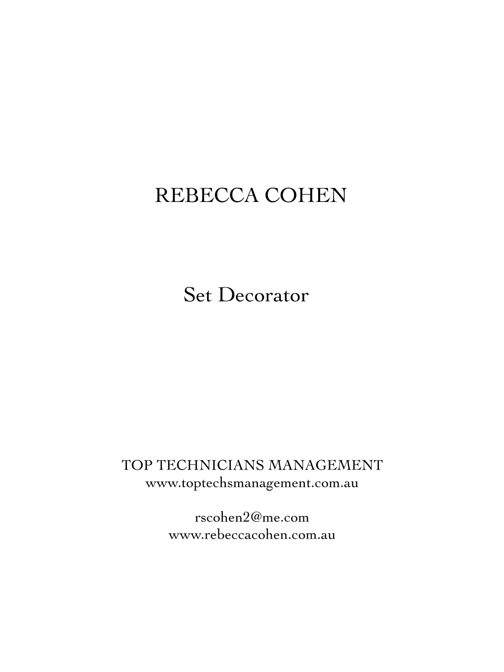 Rebecca Cohen CV 2017