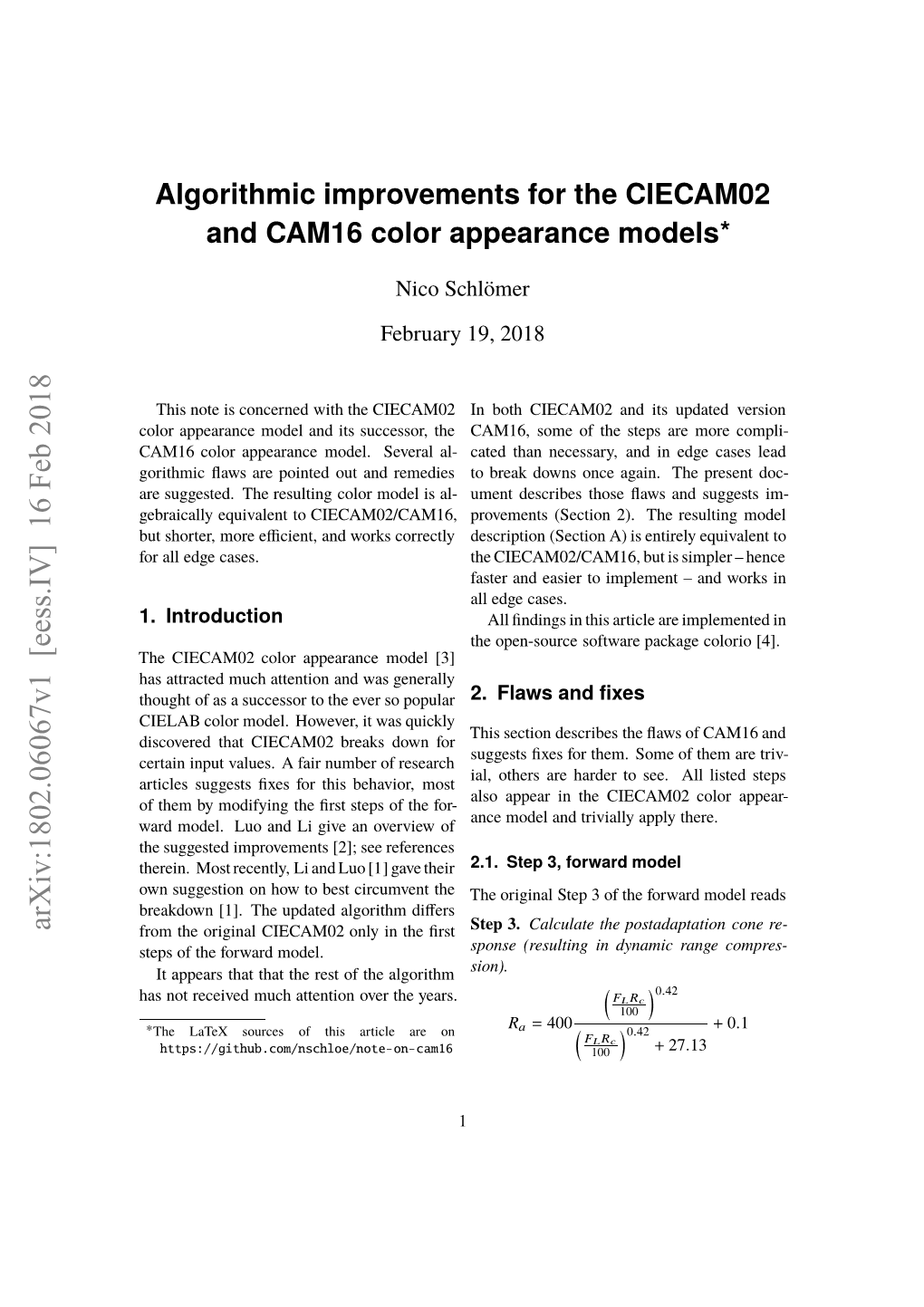 Algorithmic Improvements for the CIECAM02 and CAM16 Color