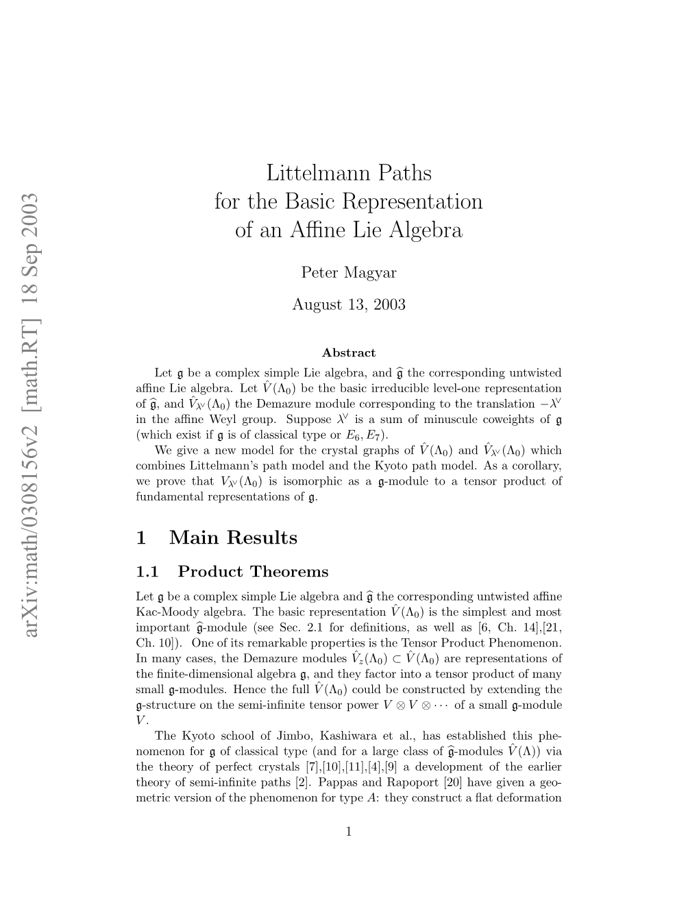 Littelmann Paths for the Basic Representation of an Affine Lie