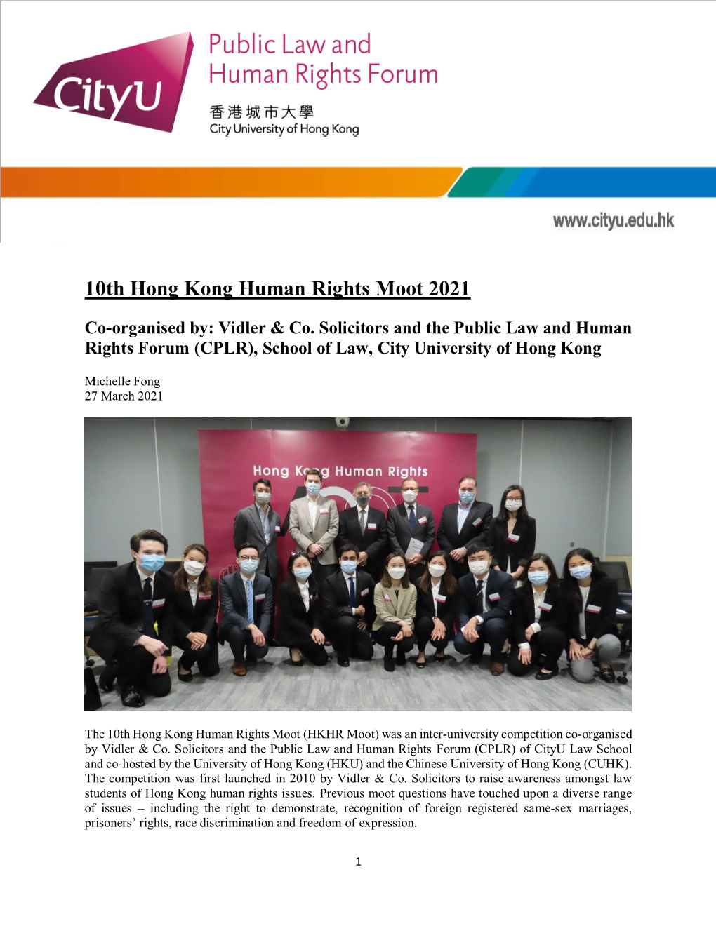 10Th Hong Kong Human Rights Moot 2021