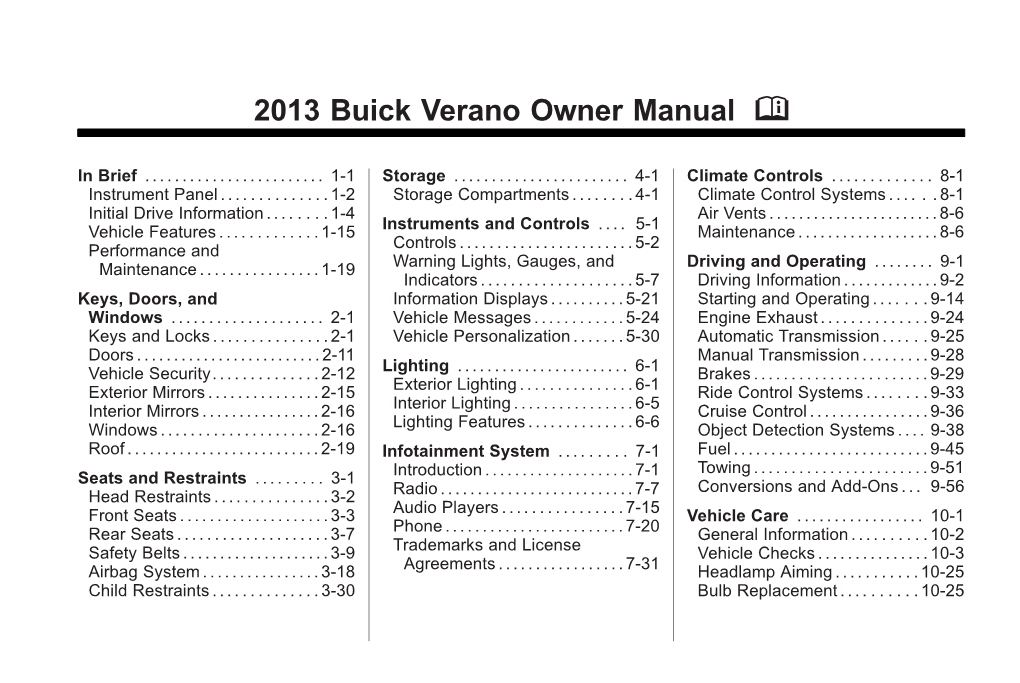 2013 Buick Verano Owner Manual M