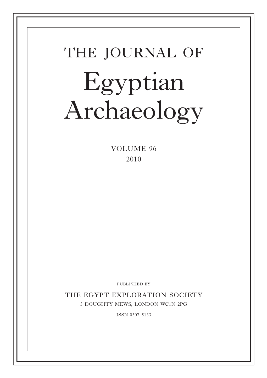 THE JOURNAL of Egyptian Archaeology