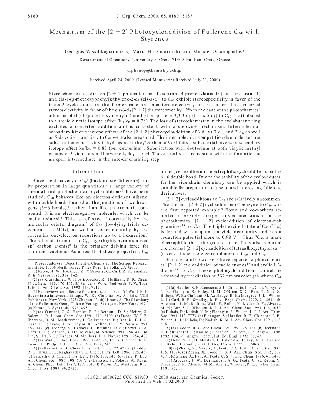 Mechanism of the [2 + 2] Photocycloaddition of Fullerene C60 with Styrenes