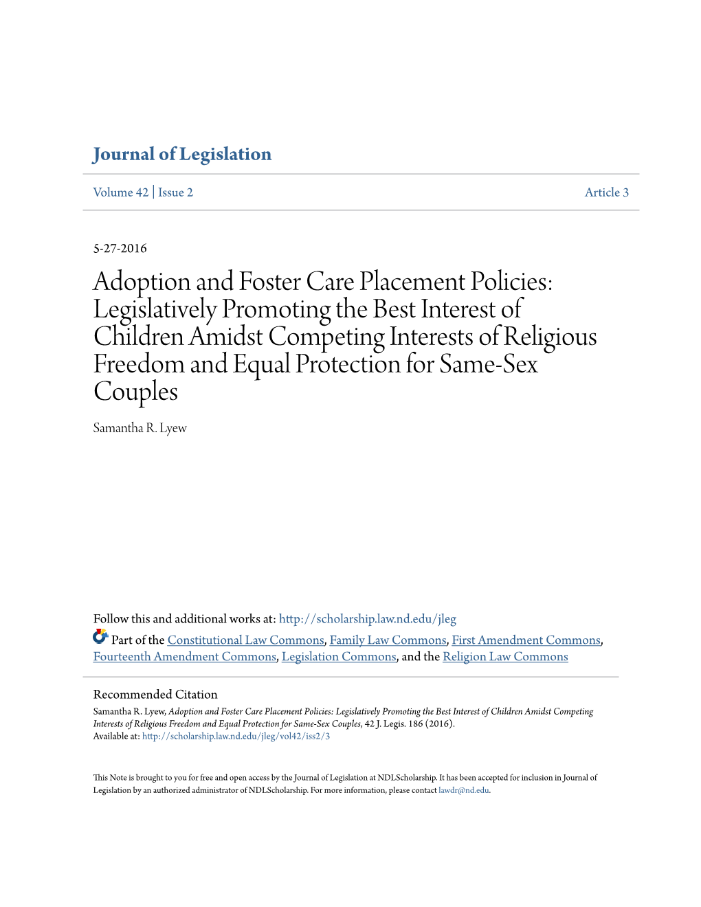 Adoption and Foster Care Placement Policies