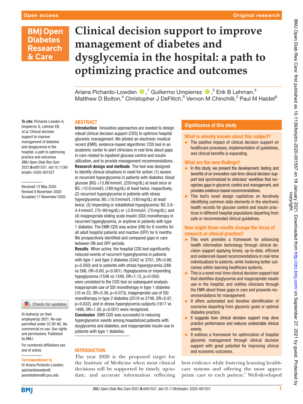 Clinical Decision Support to Improve Management of Diabetes and Dysglycemia in the Hospital: a Path to Optimizing Practice and Outcomes