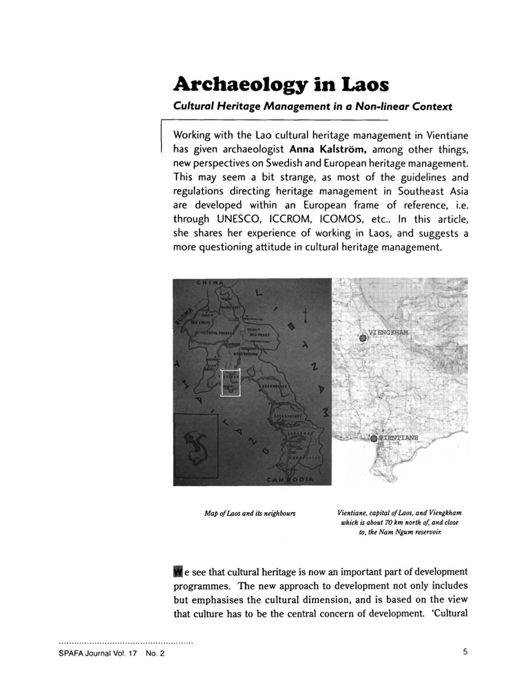 Archaeology in Laos Cultural Heritage Management in a Non-Linear Context