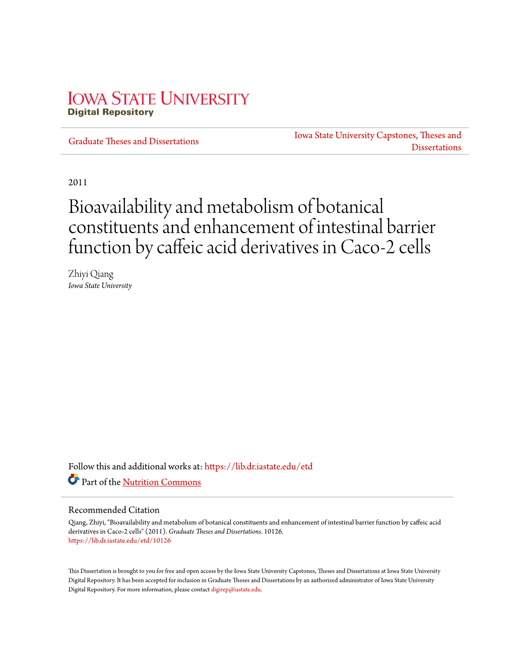 Bioavailability and Metabolism of Botanical Constituents And