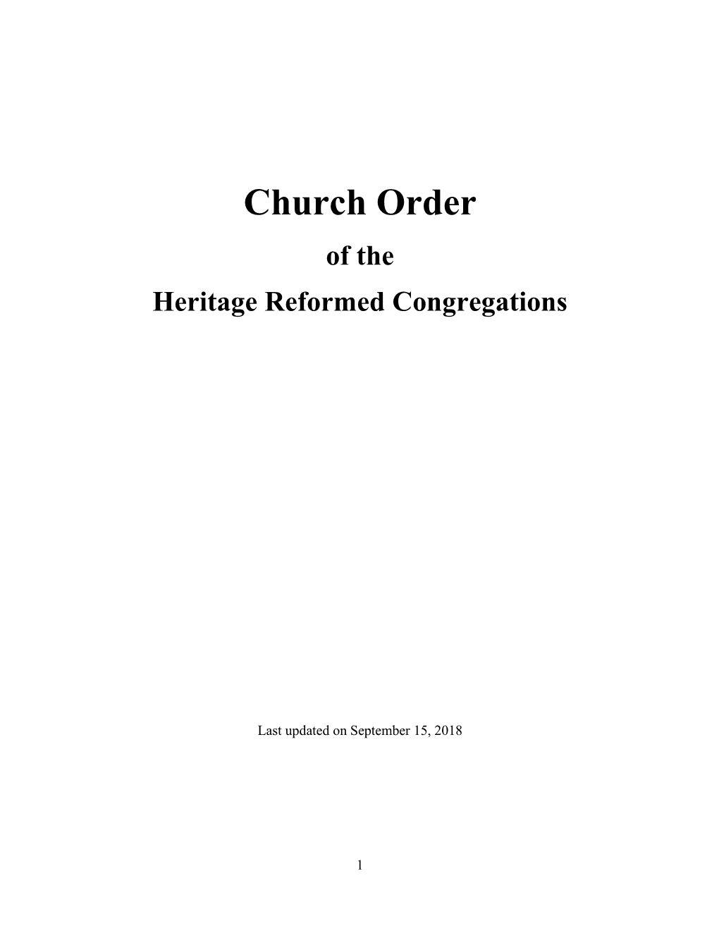 Church Order of The