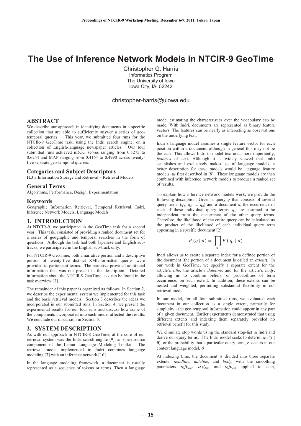 NTCIR-9 Geotime Charris V2