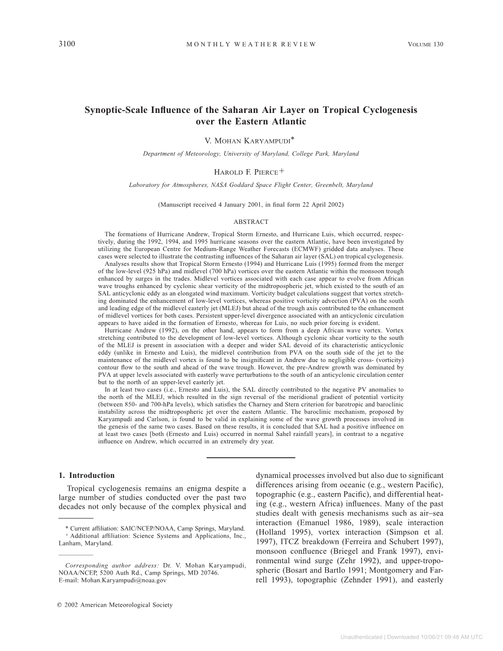 Synoptic-Scale Influence of the Saharan Air Layer on Tropical