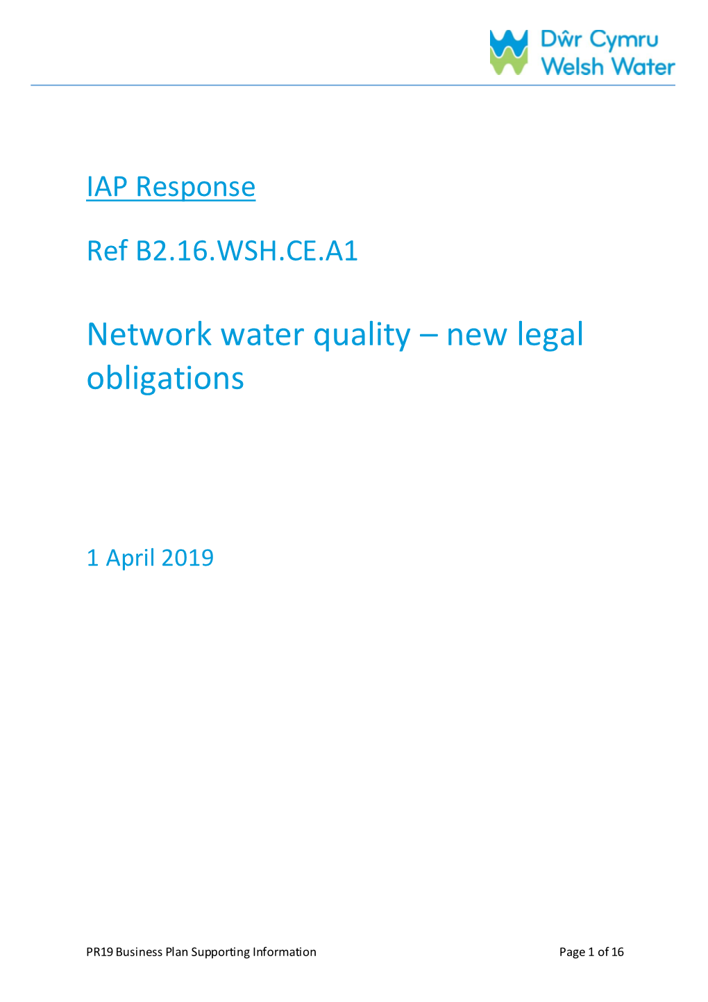 Network Water Quality – New Legal Obligations