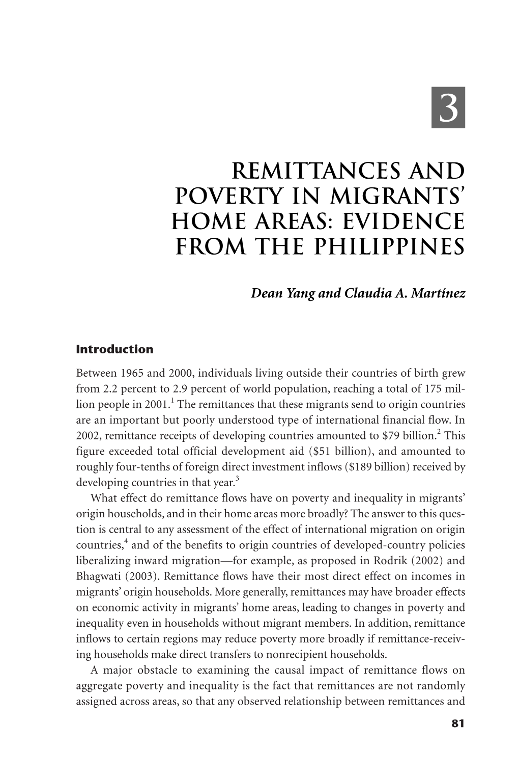Remittances and Poverty in Migrants' Home Areas