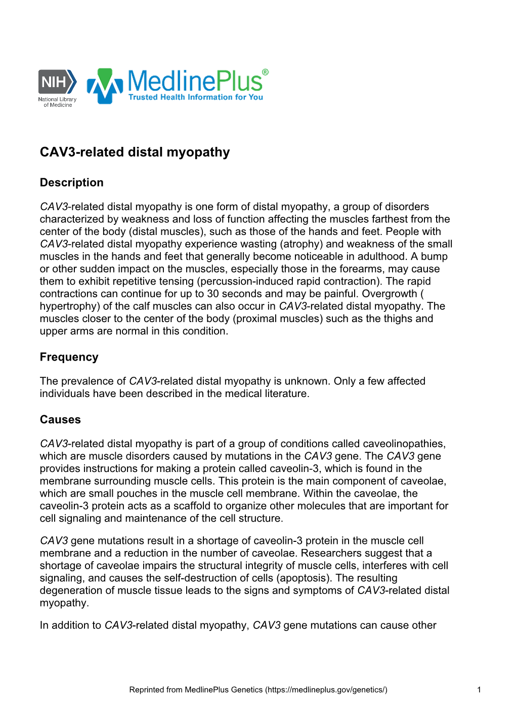 CAV3-Related Distal Myopathy
