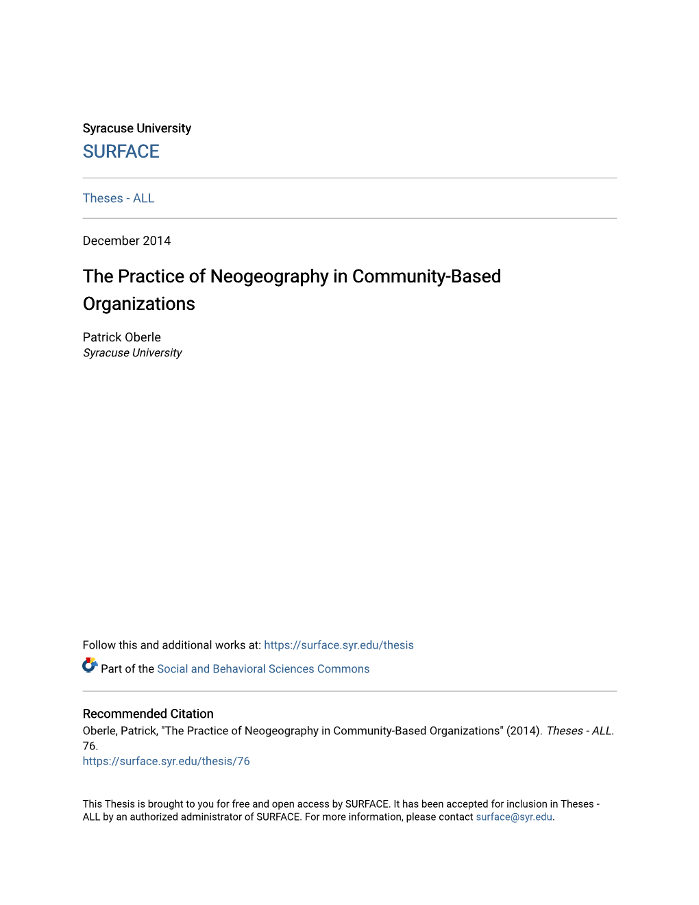 The Practice of Neogeography in Community-Based Organizations