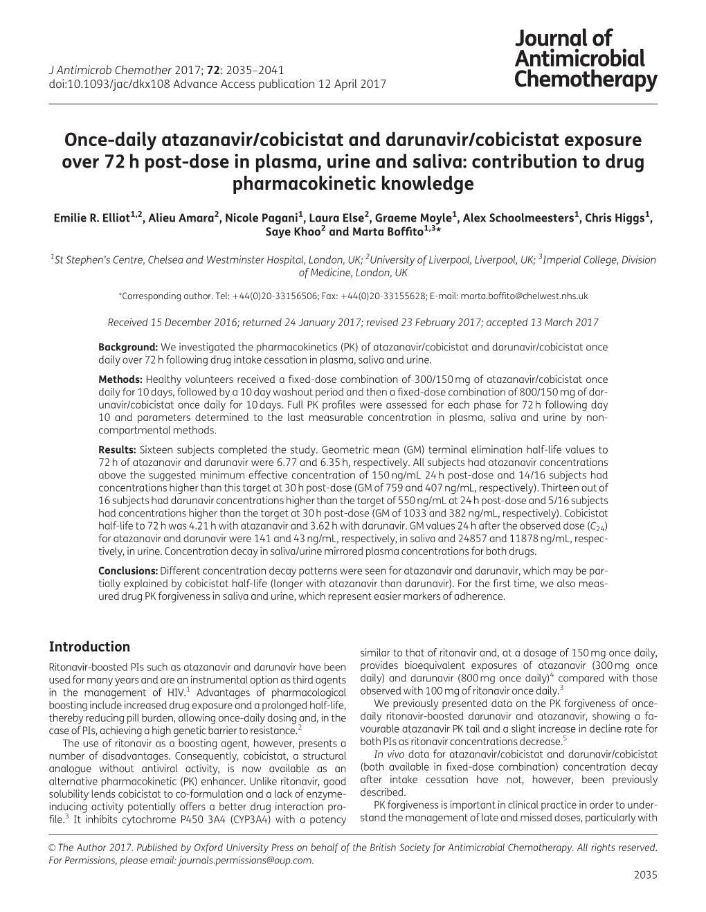 Once-Daily Atazanavir/Cobicistat and Darunavir/Cobicistat Exposure Over 72 H Post-Dose in Plasma, Urine and Saliva: Contribution to Drug Pharmacokinetic Knowledge