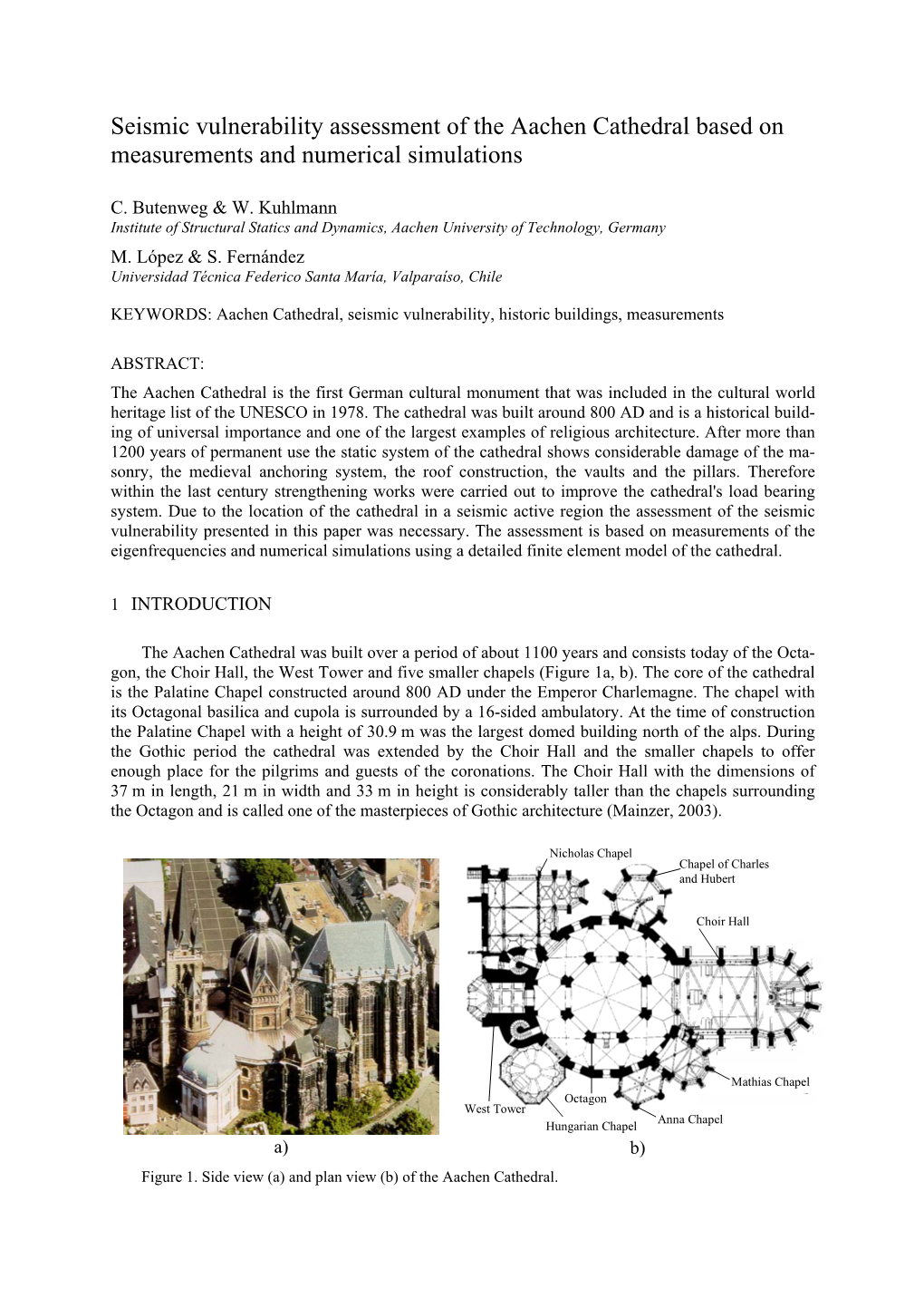 Seismic Vulnerability Assessment of the Aachen Cathedral Based on Measurements and Numerical Simulations