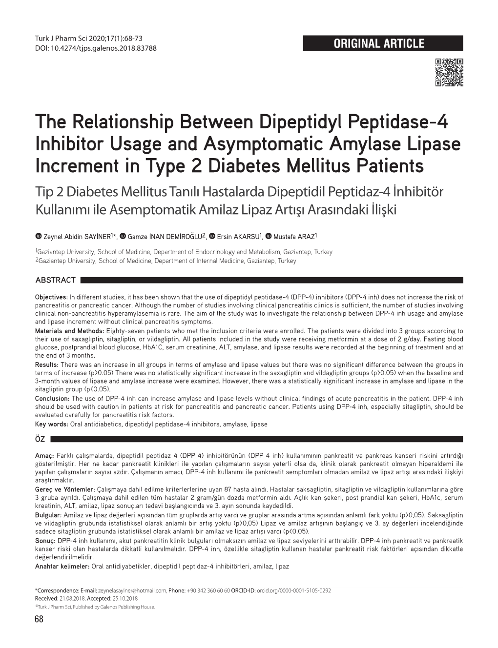 The Relationship Between Dipeptidyl Peptidase-4 Inhibitor Usage And