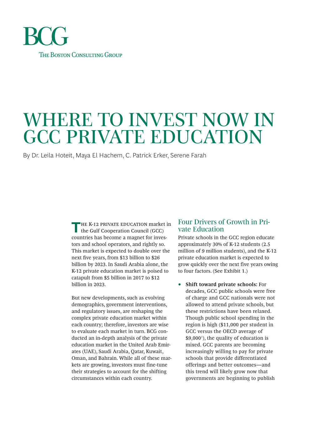 WHERE to INVEST NOW in GCC PRIVATE EDUCATION by Dr