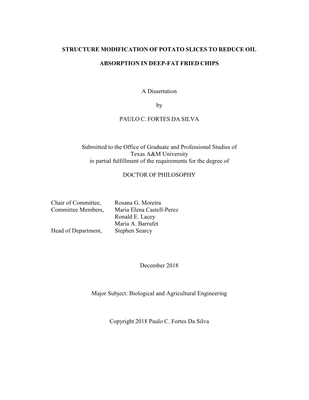 Structure Modification of Potato Slices to Reduce Oil