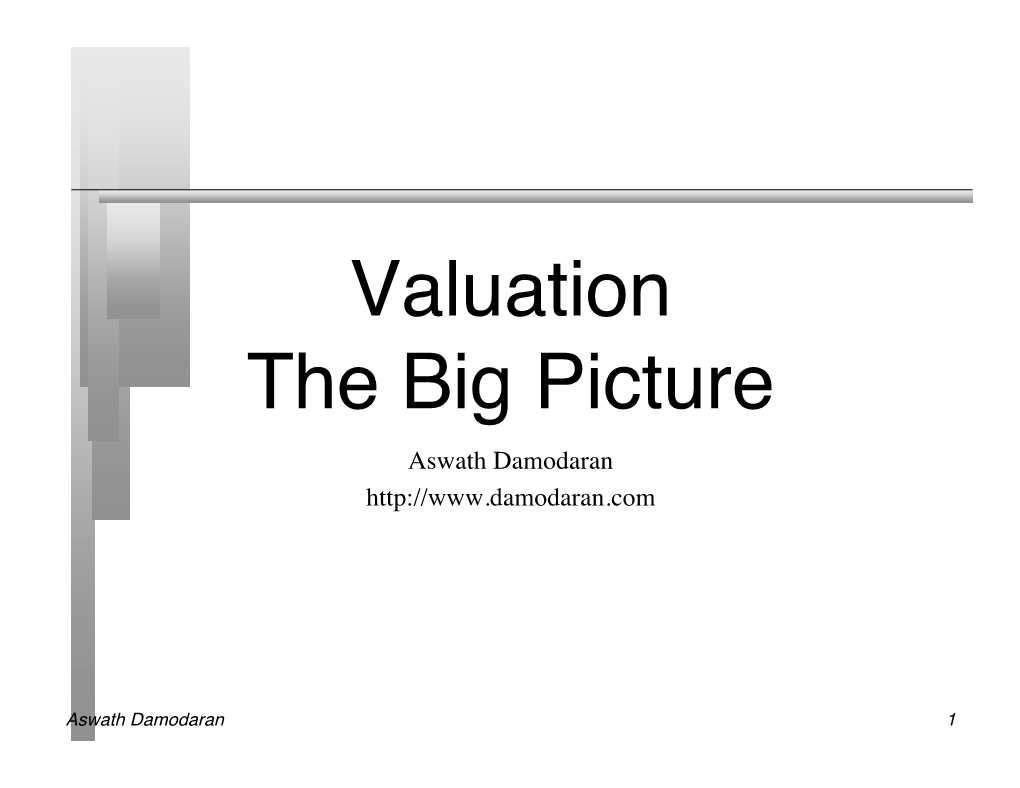 Valuation the Big Picture Aswath Damodaran