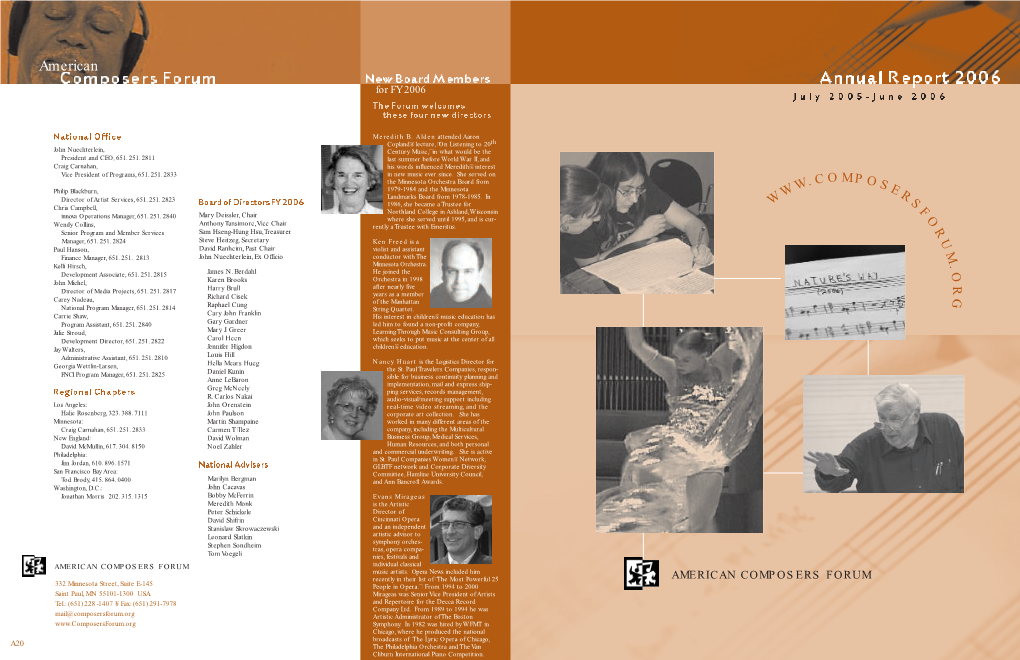 Composers Forum Annual Report 2006