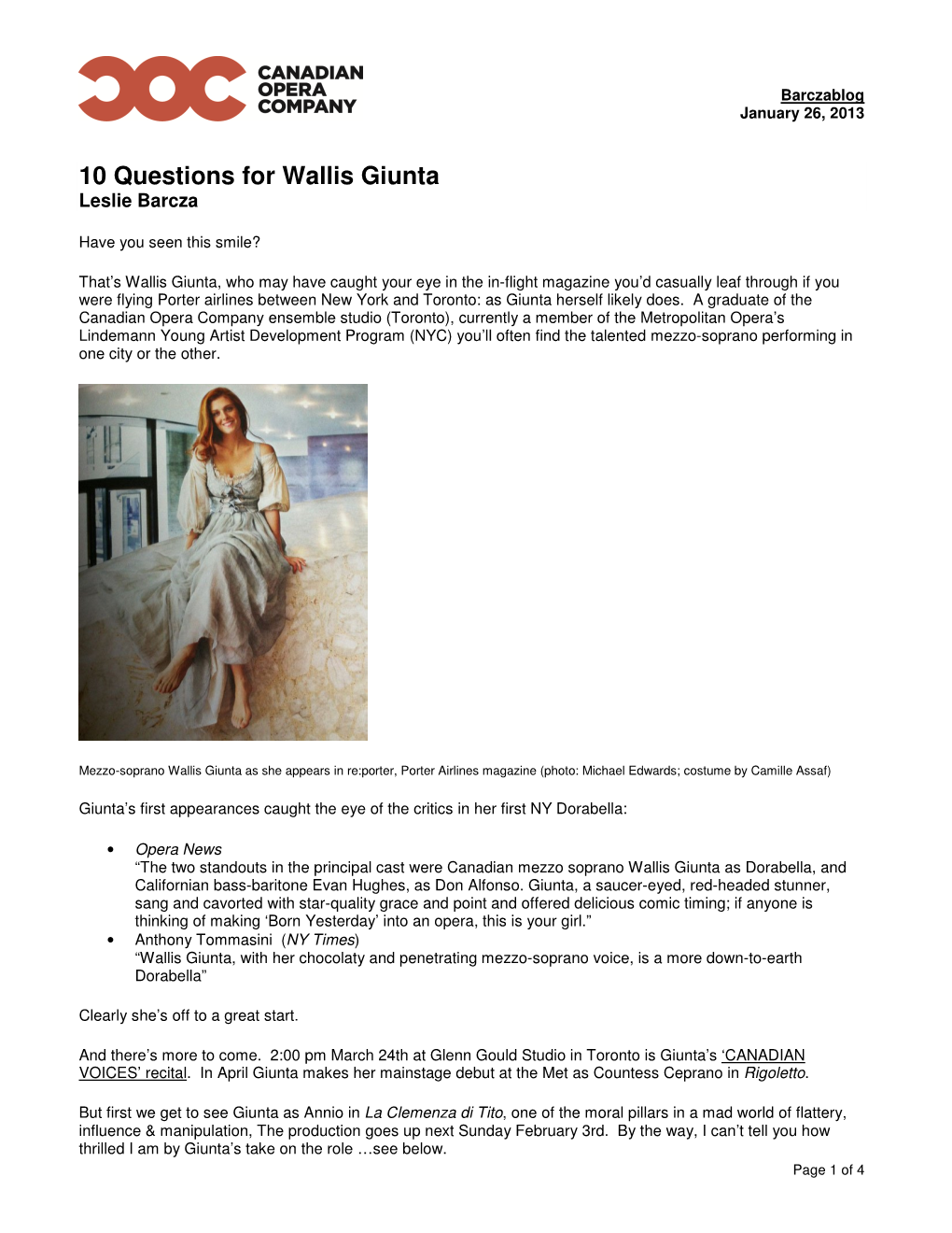 10 Questions for Wallis Giunta Leslie Barcza