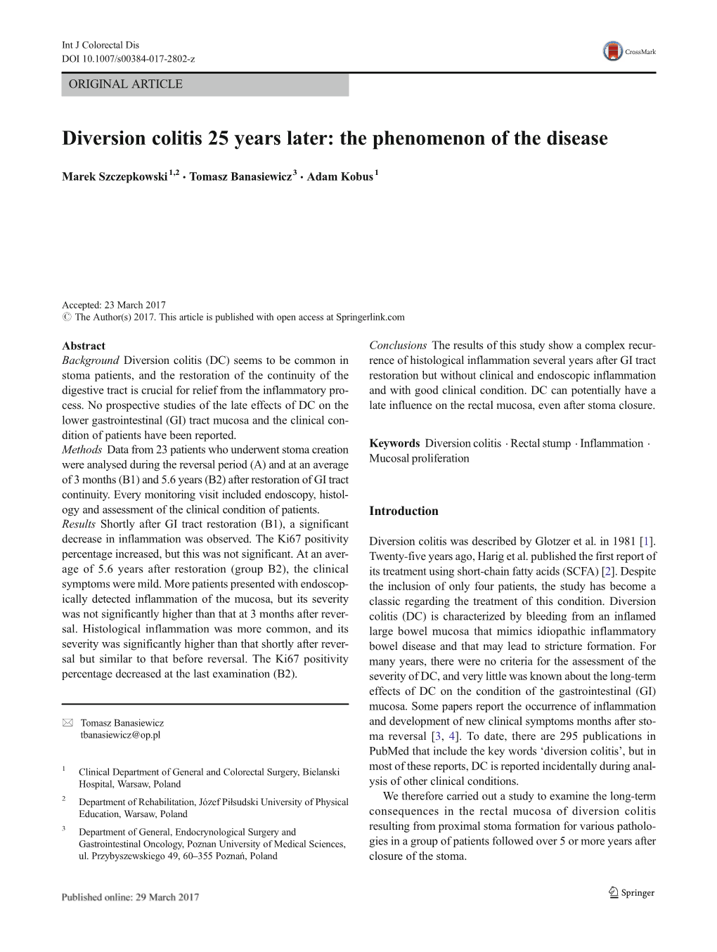 Diversion Colitis 25 Years Later: the Phenomenon of the Disease