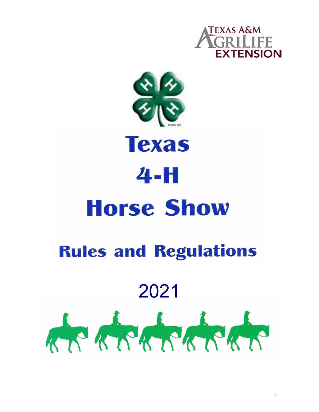 2021 Texas 4-H Horse Show Rules & Regulations