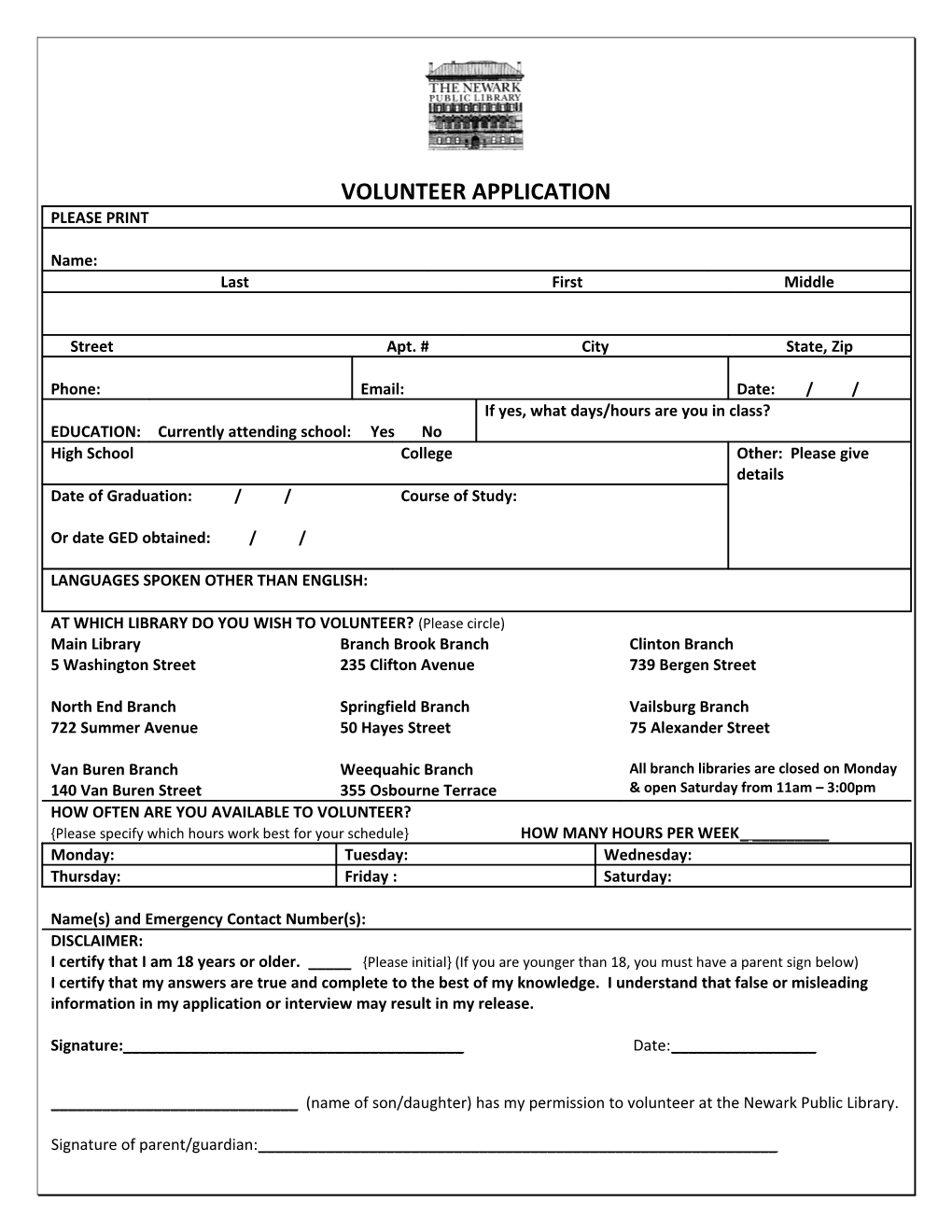 Volunteer Application s2