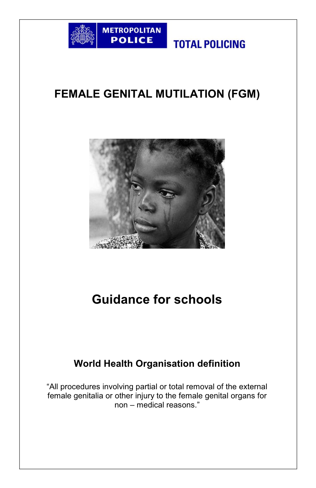 Female Genital Mutilation (FGM): Guidance for Schools